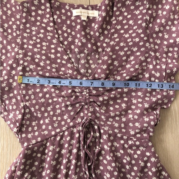 Monteau Los Angeles Mauve Floral V Neck Chiffon Dress Size S - Picture 3 of 14